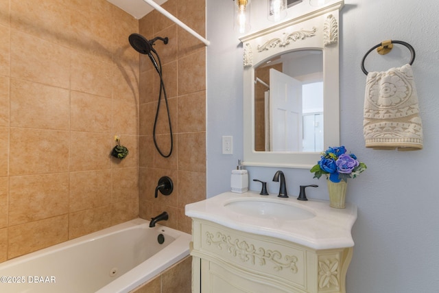 full bathroom with shower / bathing tub combination and vanity