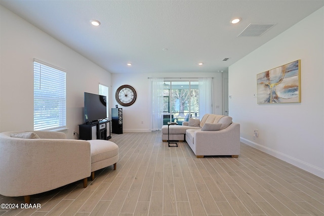 living room featuring light hardwood / wood-style floors