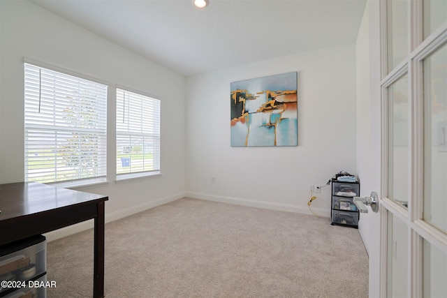 view of carpeted office space