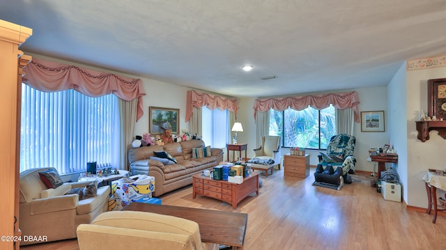 living room with light wood-type flooring