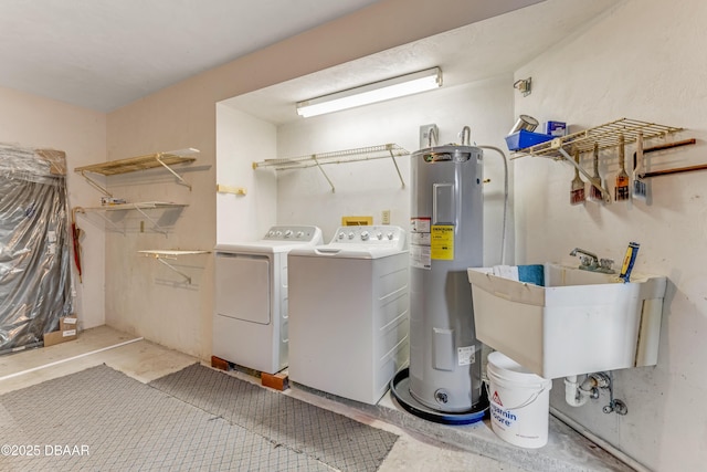 16 Wildwood Trl, Ormond Beach, FL 32174 - laundry area featuring water heater and washer and dryer