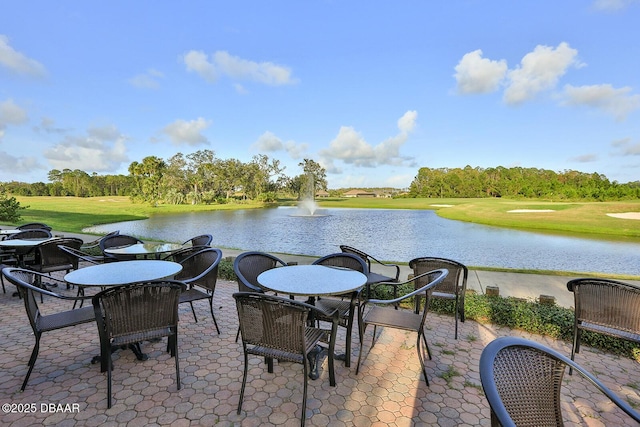 3417 Medici Blvd, New Smyrna Beach, FL 32168 - view of patio / terrace featuring a water view, view of wooded area, and view of golf course