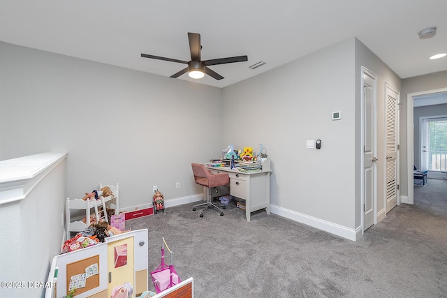 3417 Medici Blvd, New Smyrna Beach, FL 32168 - playroom featuring carpet and a ceiling fan