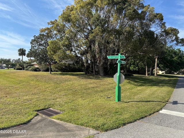 view of property's community featuring a lawn