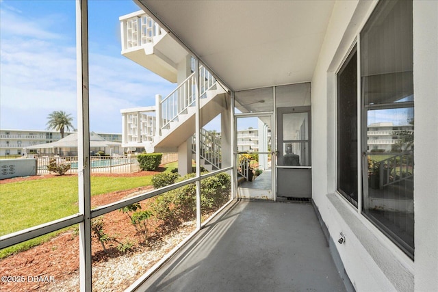 view of unfurnished sunroom