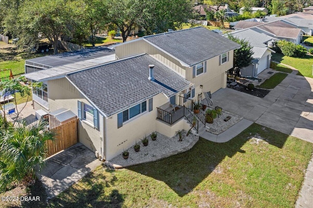 drone / aerial view with a residential view