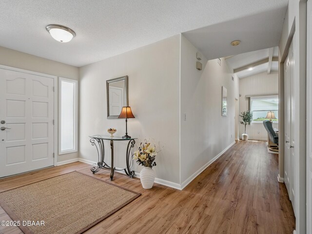 257 Sweet Bay Ave, New Smyrna Beach, FL 32168 - foyer entrance featuring wood finished floors, baseboards, and lofted ceiling