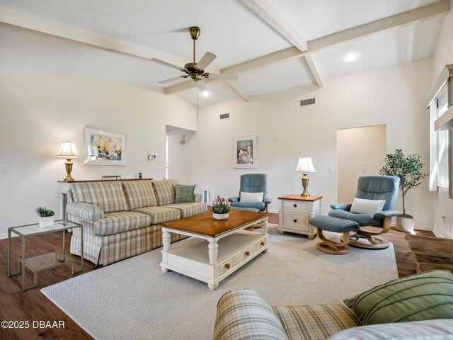 257 Sweet Bay Ave, New Smyrna Beach, FL 32168 - living room featuring a ceiling fan, baseboards, and wood finished floors