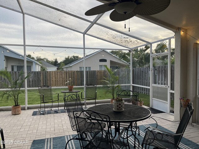 5988 Heron Pond Dr, Port Orange, FL 32128 - view of patio / terrace featuring ceiling fan and a lanai