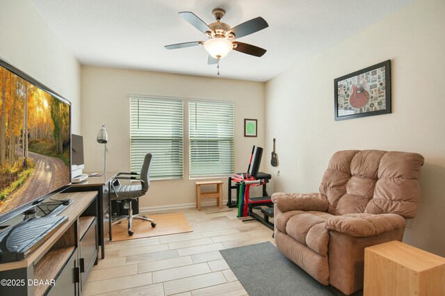 office featuring ceiling fan