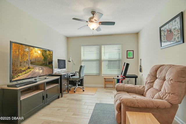 home office featuring ceiling fan