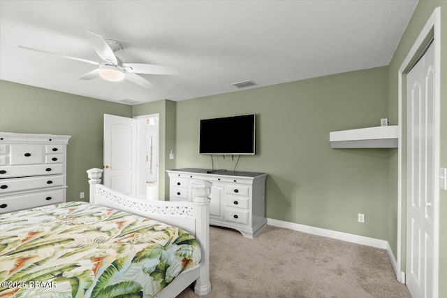 5935 Shady Creek Ln, Port Orange, FL 32128 - bedroom featuring light colored carpet, baseboards, and a ceiling fan