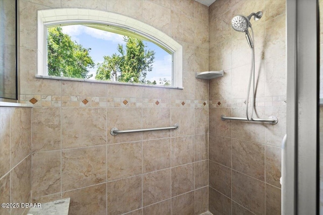 5935 Shady Creek Ln, Port Orange, FL 32128 - bathroom with tiled shower and healthy amount of natural light
