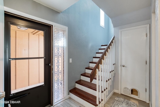 entryway with light wood-type flooring