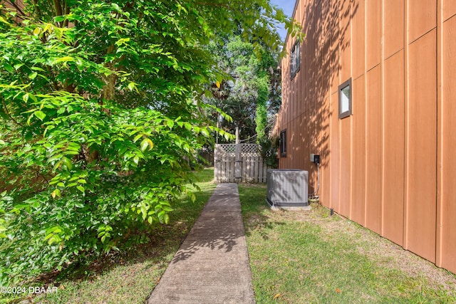 view of yard featuring central AC