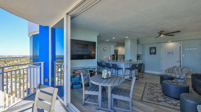 2625 S Atlantic Ave Unit 18Sw, Daytona Beach, FL 32118 - balcony featuring exterior bar and a ceiling fan