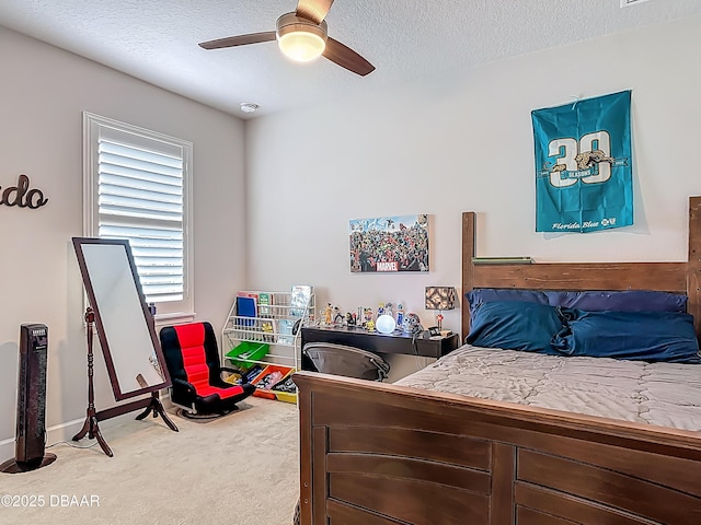 200 Azure Mist Way, Daytona Beach, FL 32124 - carpeted bedroom with a textured ceiling, a ceiling fan, and baseboards