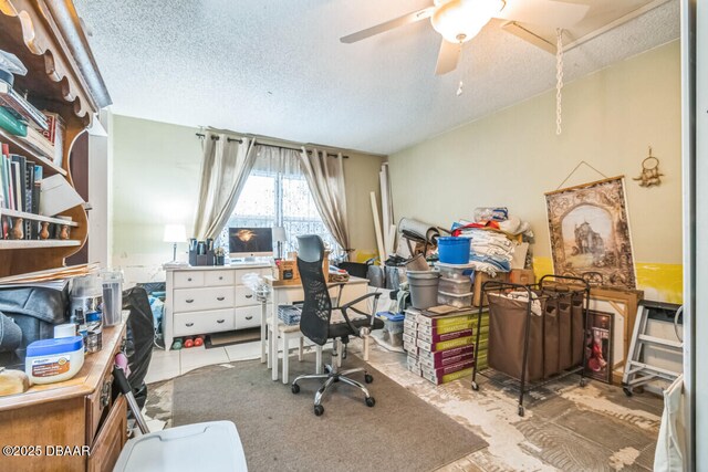 3304 India Palm Dr, Edgewater, FL 32141 - office with a textured ceiling and ceiling fan