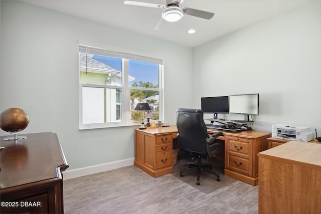 office featuring ceiling fan