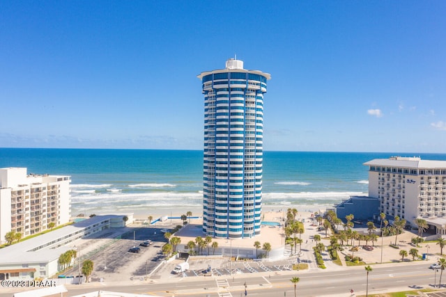 property view of water featuring a view of the beach