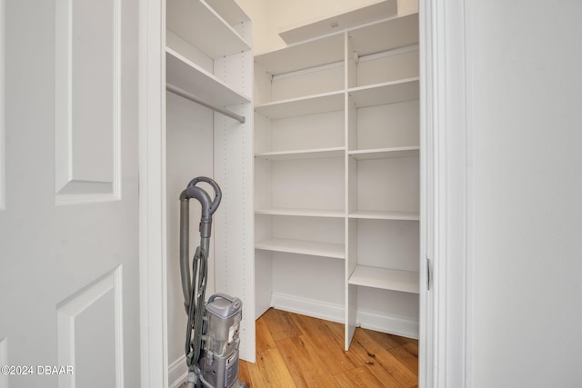 spacious closet with light hardwood / wood-style flooring