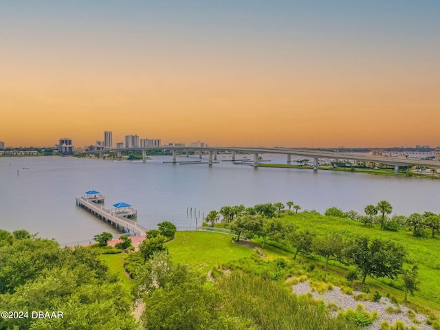 231 Riverside Dr Unit 2601-1, Daytona Beach, FL 32117 - water view with a notable bridge and a boat dock