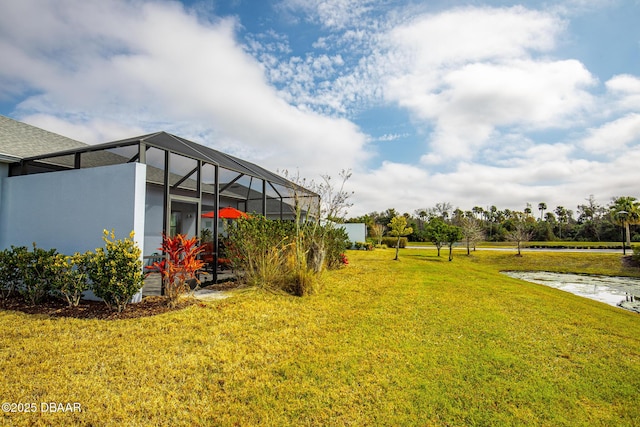 view of yard featuring a lanai