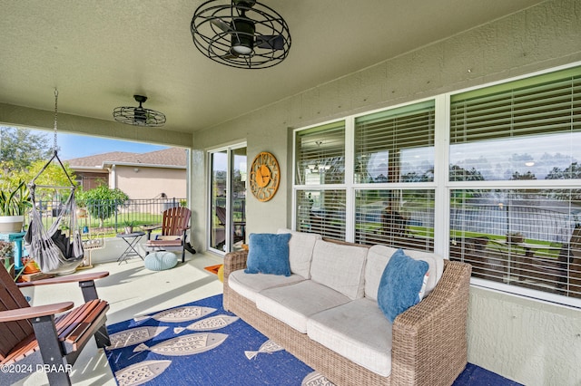 view of patio with ceiling fan