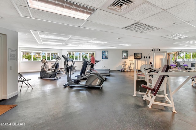 2 Oceans W Blvd Unit 204, Daytona Beach Shores, FL 32118 - workout area with baseboards and a drop ceiling