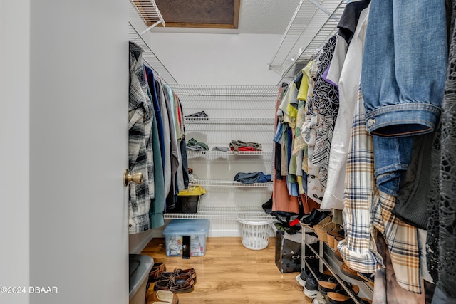 walk in closet featuring hardwood / wood-style floors