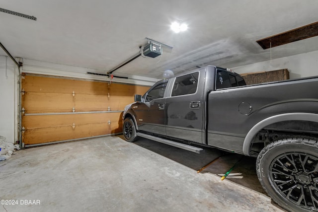 garage with a garage door opener