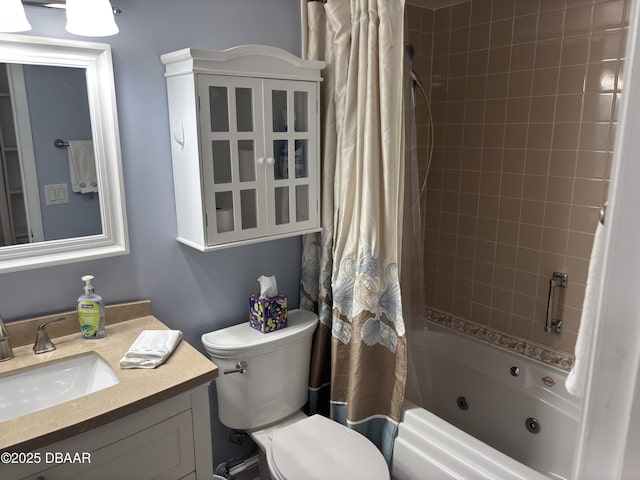 3580 S Ocean Shore Blvd Unit 404, Flagler Beach, FL 32136 - full bathroom with a combined bath / shower with jetted tub, toilet, and vanity
