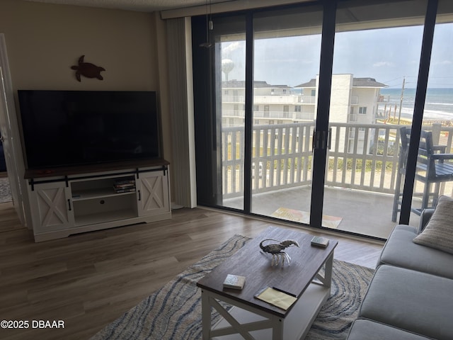 3580 S Ocean Shore Blvd Unit 404, Flagler Beach, FL 32136 - living area with healthy amount of natural light and wood finished floors