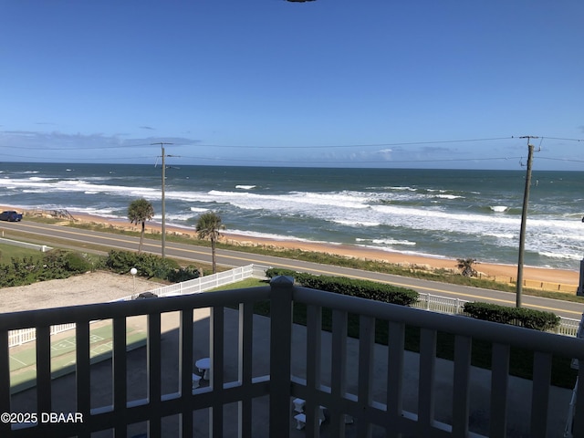 view of water feature with a view of the beach