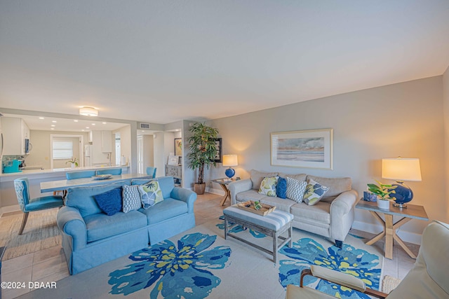 view of tiled living room