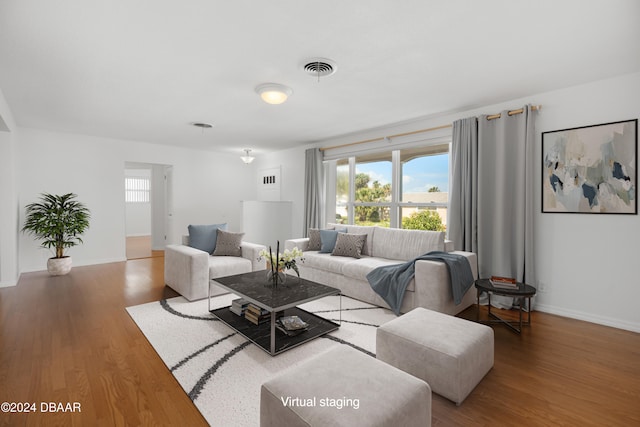 living room with hardwood / wood-style floors