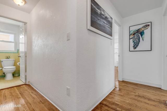 hall with light wood-type flooring