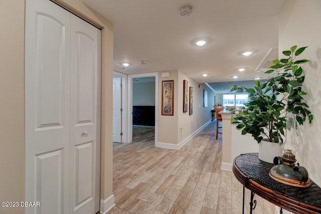 corridor featuring light hardwood / wood-style flooring