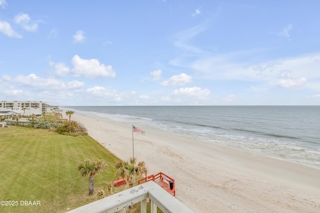 view of water feature featuring a beach view