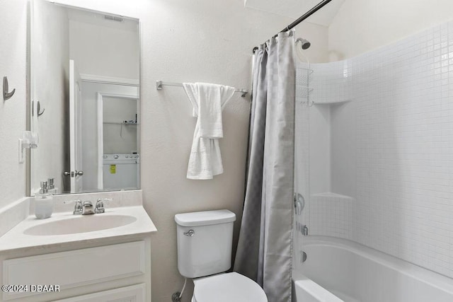 161 Tarracina Way, Daytona Beach, FL 32117 - bathroom featuring toilet, shower / bath combo with shower curtain, and vanity