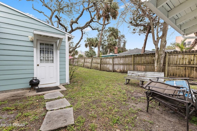 view of yard featuring fence