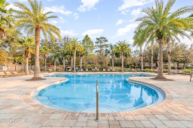 view of pool featuring a patio