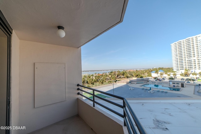 balcony with a water view