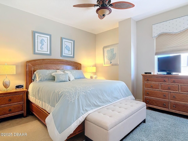 bedroom featuring a ceiling fan and carpet flooring