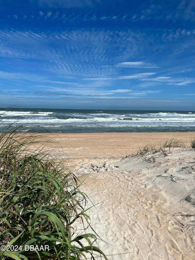 view of water feature featuring a view of the beach