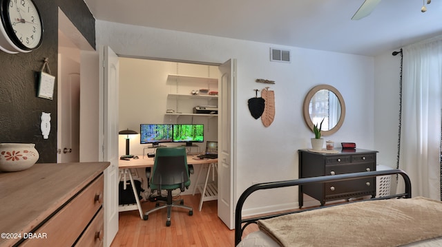 bedroom with light hardwood / wood-style floors