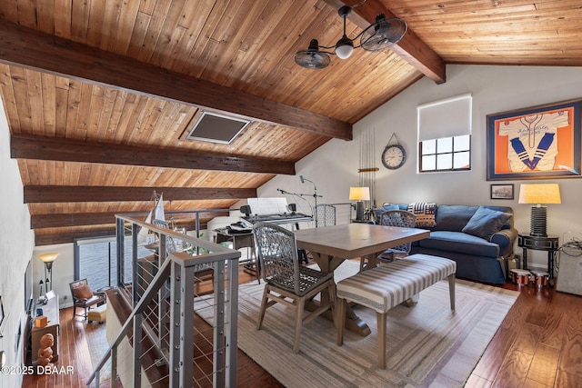 761 Marina Point Dr Unit 7610, Daytona Beach, FL 32114 - dining area with wood-type flooring, lofted ceiling with beams, and wood ceiling
