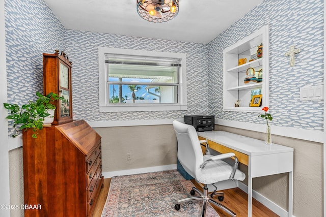 23 Briggs Dr, Ormond Beach, FL 32176 - office with wood finished floors and wallpapered walls