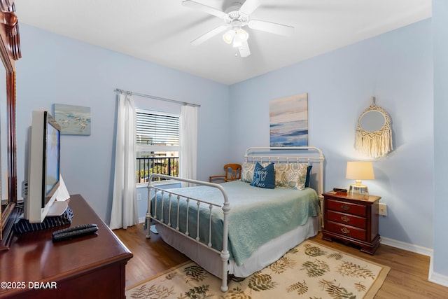 5300 S Atlantic Ave Unit 16-505, New Smyrna Beach, FL 32169 - bedroom featuring baseboards, ceiling fan, and wood finished floors