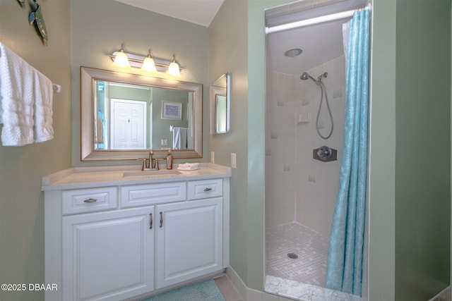 3370 Ocean Shore Blvd Unit 202B, Ormond Beach, FL 32176 - bathroom with tiled shower and vanity